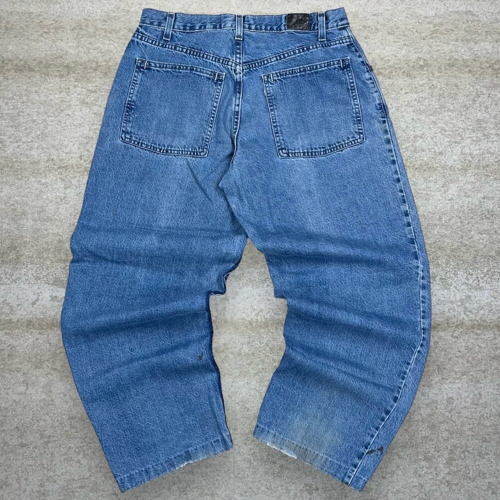 Vintage 90s Silver Tab Levis Jeans 34x30 Loose Baggy Fit Medium Wash Made in USA